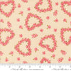 Image of Je Taime Flower Heart Lace quilting cotton fabric by Stacy Iest Hsu for Moda Fabrics. Features flowers on a cream background. Cute Little Fabric Shop.