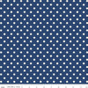 Image of Cath Kidston Signature Collection Button Spot Navy by Cath Kidston for Riley Blake Designs. Features polka dots on a blue background. Cute Little Fabric Shop.