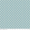 Image of Cath Kidston Signature Collection Button Spot Blue by Cath Kidston for Riley Blake Designs. Features polka dots on a blue background. Cute Little Fabric Shop.