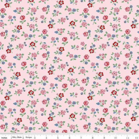 Image of Cath Kidston Signature Collection Arlington Ditsy Pink by Cath Kidston for Riley Blake Designs. Features flowers on a pink background. Cute Little Fabric Shop.