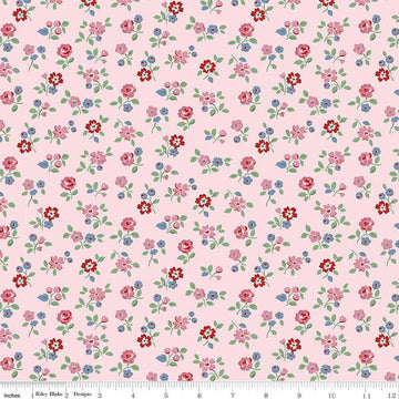 Image of Cath Kidston Signature Collection Arlington Ditsy Pink by Cath Kidston for Riley Blake Designs. Features flowers on a pink background. Cute Little Fabric Shop.