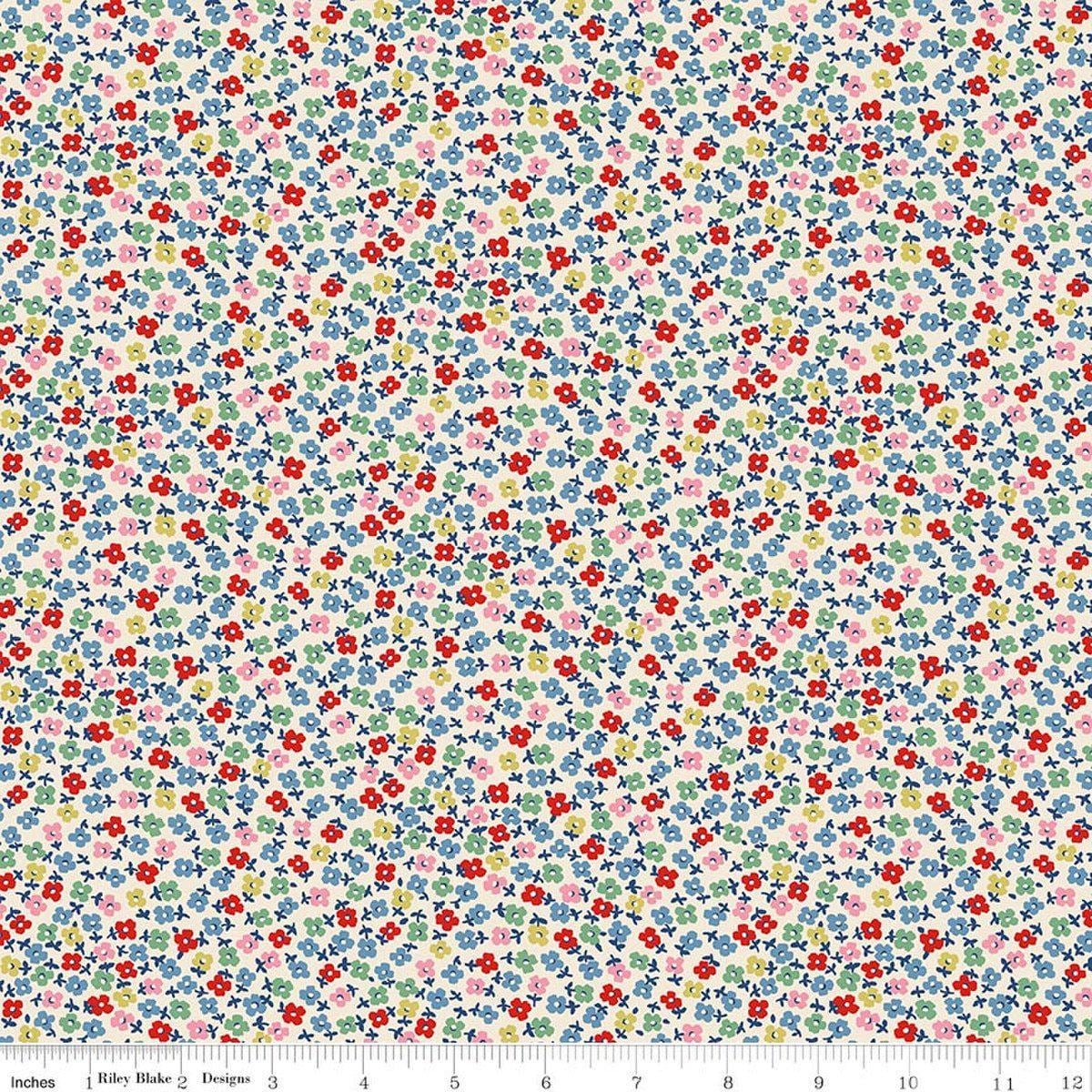 Image of Cath Kidston Signature Collection Teeny One Cream by Cath Kidston for Riley Blake Designs. Features flowers on a cream background. Cute Little Fabric Shop.