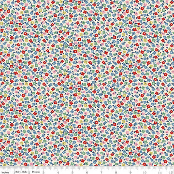 Image of Cath Kidston Signature Collection Teeny One Cream by Cath Kidston for Riley Blake Designs. Features flowers on a cream background. Cute Little Fabric Shop.