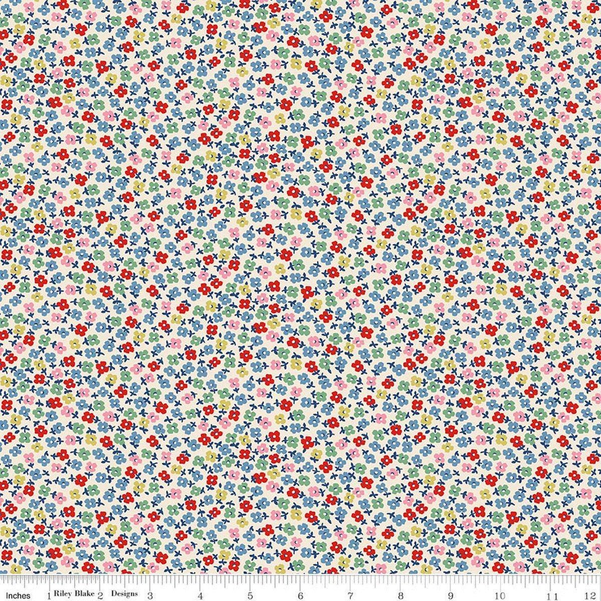 Image of Cath Kidston Signature Collection Teeny One Cream by Cath Kidston for Riley Blake Designs. Features flowers on a cream background. Cute Little Fabric Shop.