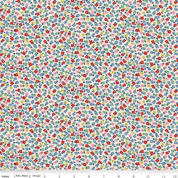 Image of Cath Kidston Signature Collection Teeny One Cream by Cath Kidston for Riley Blake Designs. Features flowers on a cream background. Cute Little Fabric Shop.
