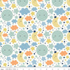 Image of Flannel Love You to the Moon Nighttime Multi flannel cotton fabric by Echo Park Paper Co for Riley Blake Designs. Features stars and clouds on a white background. Cute Little Fabric Shop.