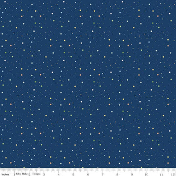 Image of Flannel Love You to the Moon Stars Navy flannel cotton fabric by Echo Park Paper Co for Riley Blake Designs. Features stars on a blue background. Cute Little Fabric Shop.
