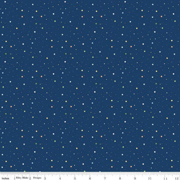 Image of Flannel Love You to the Moon Stars Navy flannel cotton fabric by Echo Park Paper Co for Riley Blake Designs. Features stars on a blue background. Cute Little Fabric Shop.