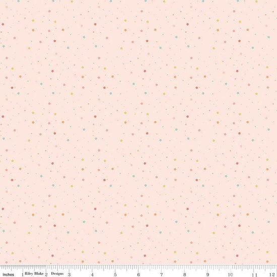 Image of Flannel Love You to the Moon Stars Blush flannel cotton fabric by Echo Park Paper Co for Riley Blake Designs. Features stars on a pink background. Cute Little Fabric Shop.