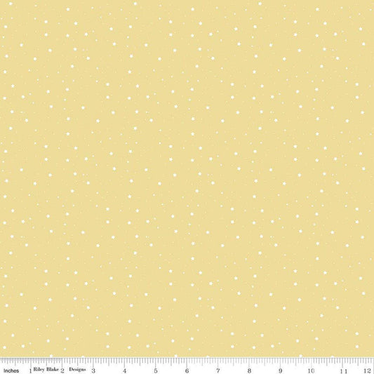 Image of Flannel Love You to the Moon Stars Sunshine flannel cotton fabric by Echo Park Paper Co for Riley Blake Designs. Features stars on a yellow background. Cute Little Fabric Shop.