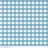 Image of Flannel Love You to the Moon Gingham Blue flannel cotton fabric by Echo Park Paper Co for Riley Blake Designs. Features gingham on a blue background. Cute Little Fabric Shop.
