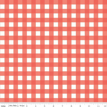Image of Flannel Love You to the Moon Gingham Rouge flannel cotton fabric by Echo Park Paper Co for Riley Blake Designs. Features gingham on a red background. Cute Little Fabric Shop.