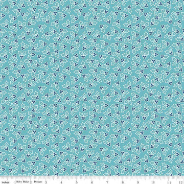 SALE Cozy Christmas Holly C7973 Blue by Riley Blake Designs - Lori Holt - Tossed Berries - Quilting Cotton Fabric