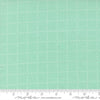 Image of Bloomsberry Stroll Aqua quilting cotton fabric by Camille Roskelley for Moda Fabrics. Features squares on a blue background. Cute Little Fabric Shop.