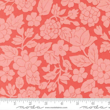 Image of Bloomsberry London Nantucket Red quilting cotton fabric by Camille Roskelley for Moda Fabrics. Features flowers on a red background. Cute Little Fabric Shop.