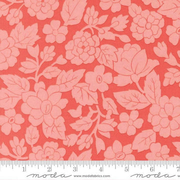 Image of Bloomsberry London Nantucket Red quilting cotton fabric by Camille Roskelley for Moda Fabrics. Features flowers on a red background. Cute Little Fabric Shop.
