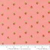 Image of Bloomsberry Berries Blush quilting cotton fabric by Camille Roskelley for Moda Fabrics. Features strawberries on a pink background. Cute Little Fabric Shop.