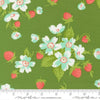 Image of Bloomsberry In Bloom Green quilting cotton fabric by Camille Roskelley for Moda Fabrics. Features flowers on a green background. Cute Little Fabric Shop.