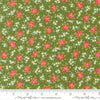 Image of Bloomsberry Marylebone Green quilting cotton fabric by Camille Roskelley for Moda Fabrics. Features flowers on a green background. Cute Little Fabric Shop.