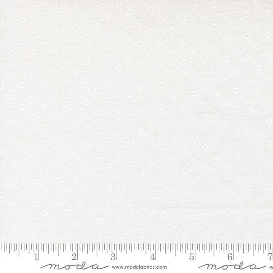 Image of Bloomsberry Favorite Dot White quilting cotton fabric by Camille Roskelley for Moda Fabrics. Features tonal polka dots on a white background. Cute Little Fabric Shop.