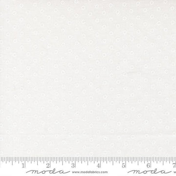 Image of Bloomsberry Favorite Dot White quilting cotton fabric by Camille Roskelley for Moda Fabrics. Features tonal polka dots on a white background. Cute Little Fabric Shop.