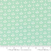 Image of Bloomsberry Mayfair Aqua quilting cotton fabric by Camille Roskelley for Moda Fabrics. Features flowers on a blue background. Cute Little Fabric Shop.