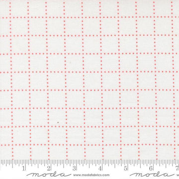 Image of Bloomsberry Stroll White Blush quilting cotton fabric by Camille Roskelley for Moda Fabrics. Features squares on a white background. Cute Little Fabric Shop.