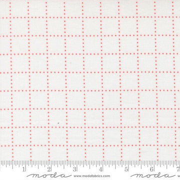 Image of Bloomsberry Stroll White Blush quilting cotton fabric by Camille Roskelley for Moda Fabrics. Features squares on a white background. Cute Little Fabric Shop.