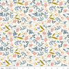 Image of Petals & Hazel Main Off White quilting cotton fabric by Simple Simon & Company for Riley Blake Designs. Features flowers on a white background. Cute Little Fabric Shop.