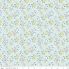 Image of Petals & Hazel Meadow Powder quilting cotton fabric by Simple Simon & Company for Riley Blake Designs. Features flowers on a blue background. Cute Little Fabric Shop.