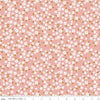 Image of Petals & Hazel Blossoms Coral quilting cotton fabric by Simple Simon & Company for Riley Blake Designs. Features flowers on a pink background. Cute Little Fabric Shop.