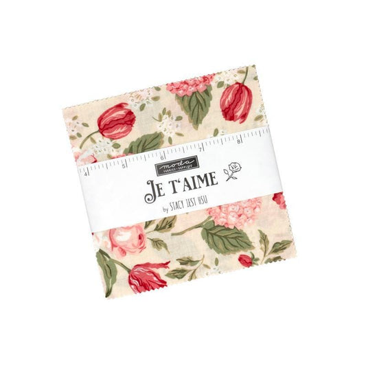 Je Taime Charm Pack Valentine's Day Fabric - 20990PP - 42-Piece Precut - Moda Fabrics Quilting Cotton Fabric