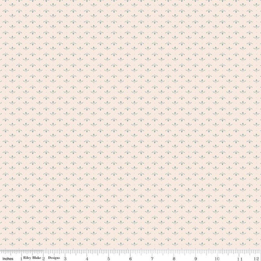 Image of Charmed & Treasured Lottie Latte by Kassidy Grace for Riley Blake Designs. Features a geometric pattern on a cream background. Cute Little Fabric Shop.