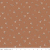 Image of Charmed & Treasured Iris Clay by Kassidy Grace for Riley Blake Designs. Features flowers on a brown background. Cute Little Fabric Shop.