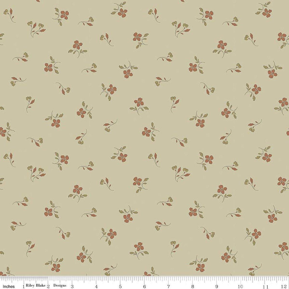 Image of Charmed & Treasured Iris Meadow by Kassidy Grace for Riley Blake Designs. Features flowers on a green background. Cute Little Fabric Shop.