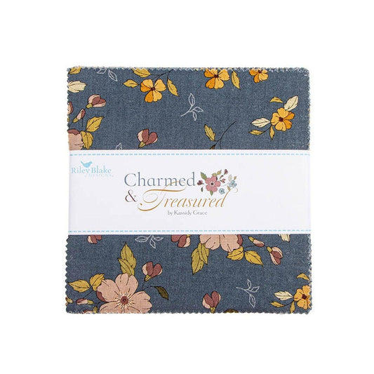SALE Charmed & Treasured 5" Stacker Floral Fabric - 5-18160-42 - 42-Piece Precut - Riley Blake Quilting Cotton Fabric
