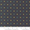 Image of Sitara Floret Midnight quilting cotton fabric by Crystal Manning for Moda Fabrics. Features polka dots on a blue background. Cute Little Fabric Shop.