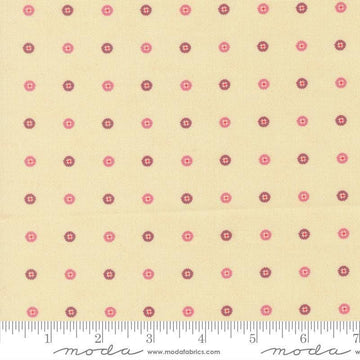 Image of Sitara Floret Cream quilting cotton fabric by Crystal Manning for Moda Fabrics. Features polka dots on a cream background. Cute Little Fabric Shop.