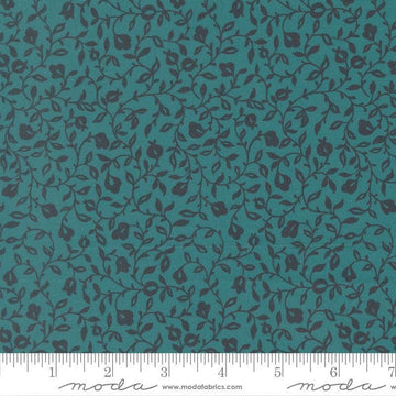 Image of Sitara Affinity Lagoon quilting cotton fabric by Crystal Manning for Moda Fabrics. Features flowers on a blue background. Cute Little Fabric Shop.