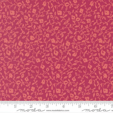 Image of Sitara Affinity Pomegranate quilting cotton fabric by Crystal Manning for Moda Fabrics. Features flowers on a pink background. Cute Little Fabric Shop.