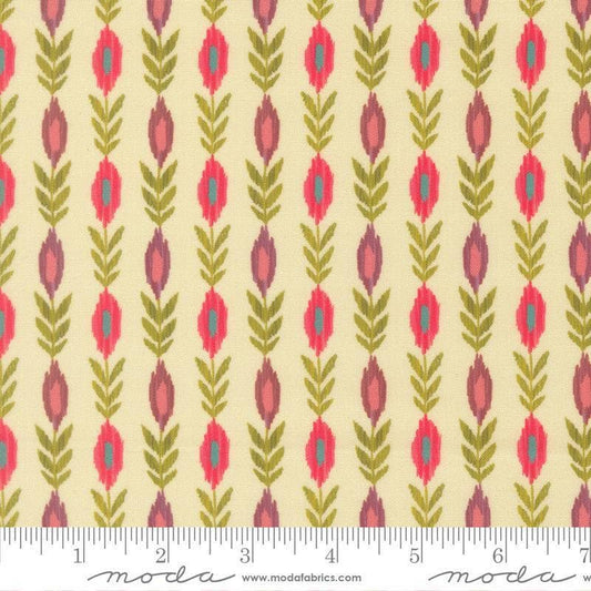 Image of Sitara Vines Cream quilting cotton fabric by Crystal Manning for Moda Fabrics. Features flowers on a cream background. Cute Little Fabric Shop.