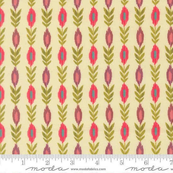 Image of Sitara Vines Cream quilting cotton fabric by Crystal Manning for Moda Fabrics. Features flowers on a cream background. Cute Little Fabric Shop.