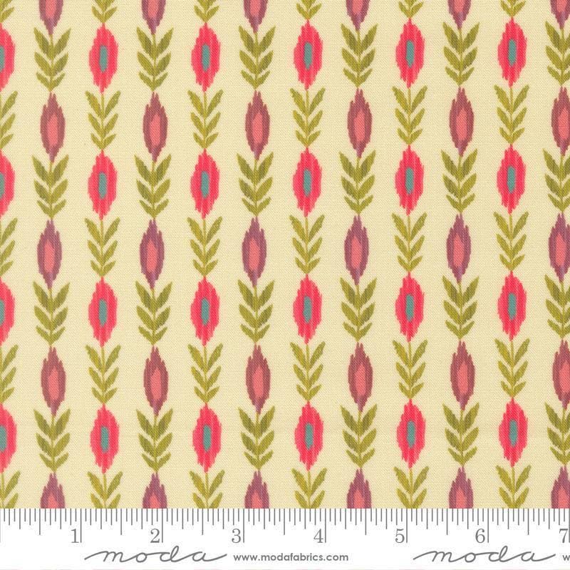 Image of Sitara Vines Cream quilting cotton fabric by Crystal Manning for Moda Fabrics. Features flowers on a cream background. Cute Little Fabric Shop.