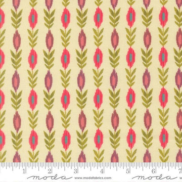 Image of Sitara Vines Cream quilting cotton fabric by Crystal Manning for Moda Fabrics. Features flowers on a cream background. Cute Little Fabric Shop.