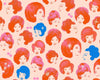 Image of Sparkle Mart Dotties Friends Peach Blossom quilting cotton fabric by Melody Miller of Ruby Star Society for Moda Fabrics. Features women on a cream background. Cute Little Fabric Shop.