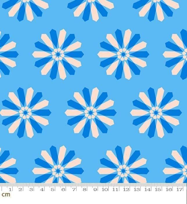 Image of Sparkle Mart Freshly Picked Altitude quilting cotton fabric by Melody Miller of Ruby Star Society for Moda Fabrics. Features flowers on a blue background. Cute Little Fabric Shop.