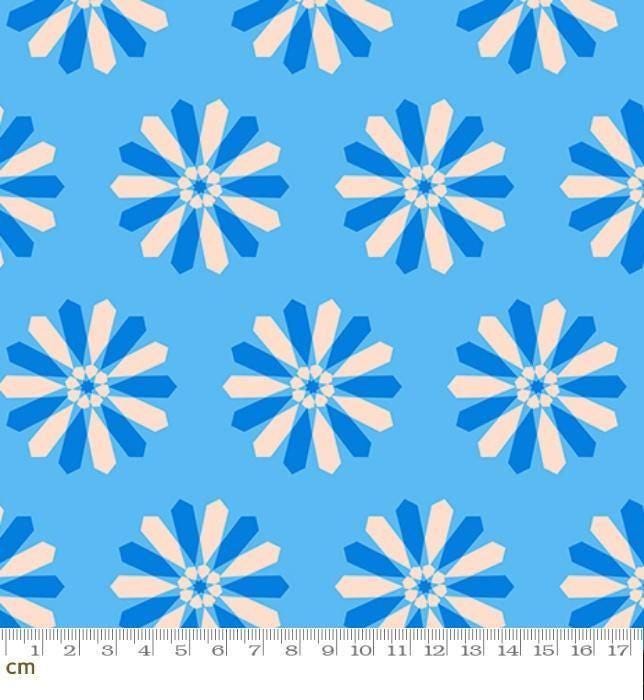Image of Sparkle Mart Freshly Picked Altitude quilting cotton fabric by Melody Miller of Ruby Star Society for Moda Fabrics. Features flowers on a blue background. Cute Little Fabric Shop.