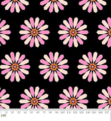Image of Sparkle Mart Freshly Picked Black quilting cotton fabric by Melody Miller of Ruby Star Society for Moda Fabrics. Features flowers on a black background. Cute Little Fabric Shop.