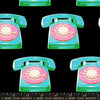 Image of Sparkle Mart Telephones Black quilting cotton fabric by Melody Miller of Ruby Star Society for Moda Fabrics. Features retro phones on a black background. Cute Little Fabric Shop.