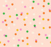 Image of Sparkle Mart Spritz Peach Blossom quilting cotton fabric by Melody Miller of Ruby Star Society for Moda Fabrics. Features polka dots on a pale pink background. Cute Little Fabric Shop.